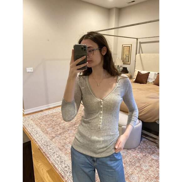 Vintage Abercrombie & Fitch Gray Henley Top Size L